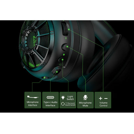 EKSA E5000 Pro Wired Gaming Headset – 7.1 Surround, ENC Mic, Black-dokantech#