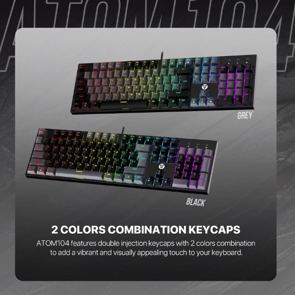 Fantech Atom 104 MK886 V2 Mechanical Gaming Keyboard – Red Switch – Gray-dokantech
