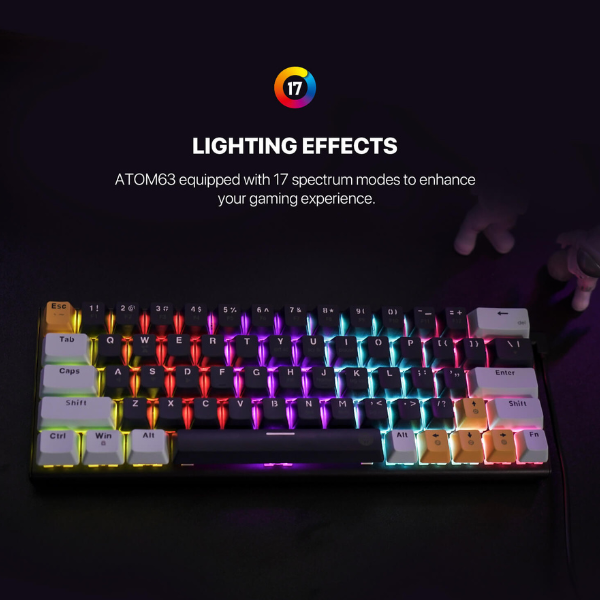 Fantech Atom 63 MK874 V2 Mechanical Keyboard – Blue Switch, Mizu Sky Blue-dokkantech