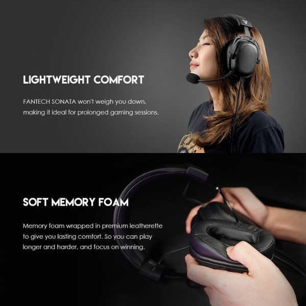 Fantech Sonata MH90 Multi-Platform Gaming Headset – 3.5mm Wired – Black-dokantech
