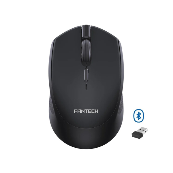 Fantech W190 Dual Mode Wireless Mouse – Silent Click, Bluetooth & 2.4GHz – Black-dokantech