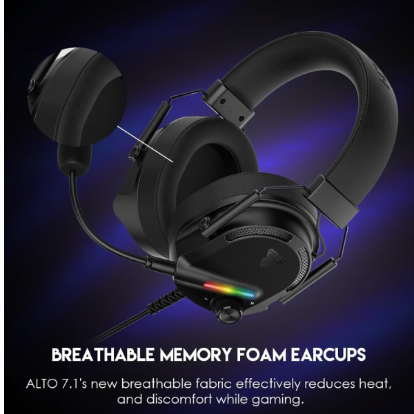 Fantech Alto HG26 7.1 Virtual Surround Sound Gaming Headset RGB Wired USB - Black - Dokkantech