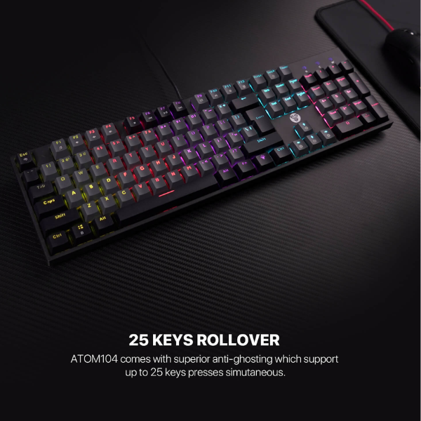 Fantech Atom 104 MK886 V2 Mechanical Gaming Keyboard – Red Switch – Gray-dokantech