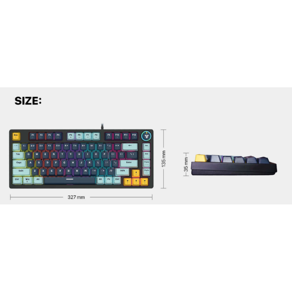 Fantech Atom 81 MK875 V2 Mechanical Gaming Keyboard Blue Switch EN Mizu Edition - Sky Blue - Dokkantech