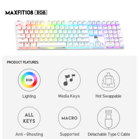 Fantech MAXFIT108 MK855 RGB Mechanical Gaming Keyboard – EN Layout - Dokkantech