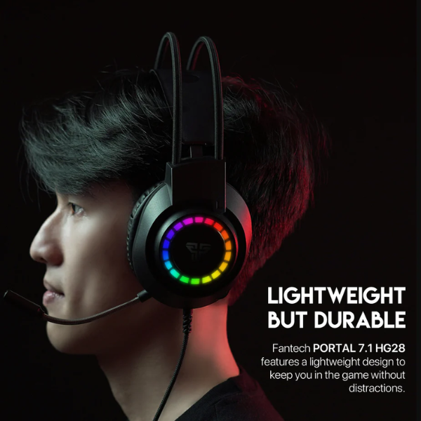 Fantech Portal HG28 7.1 Virtual Surround Sound Gaming Headset RGB Wired USB - Black - Dokkantech