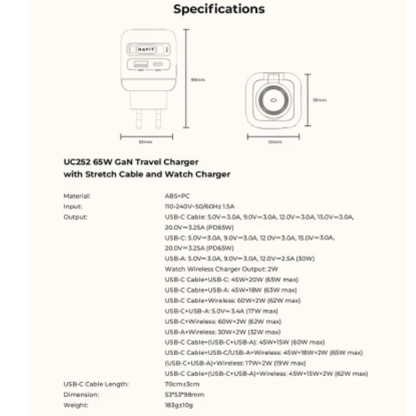 Havit65WGaNTravelChargerUC252EUwithRetractableCableBlack_4-dokantech#