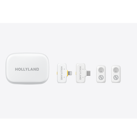 Hollyland Lark A1 Combo Wireless Lavalier Microphone Duo - Ivory White-dokantech#