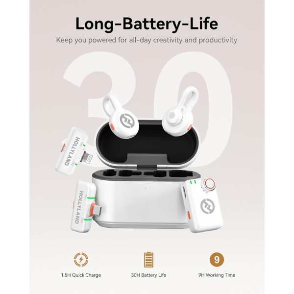 Hollyland Lark M2S Ultimate Combo Wireless Mic – Glacier White - Dokkantech