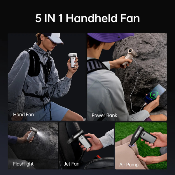 JisuLife Handheld Fan Ultra2 High-Speed Personal Cooler 9000mAh 5 IN 1 Feature - DokkanTech