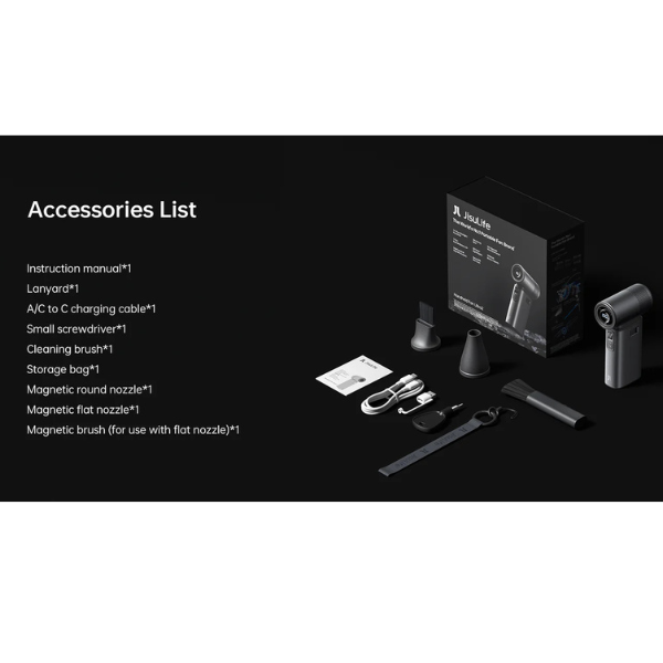 JisuLife Handheld Fan Ultra2 High-Speed Personal Cooler 9000mAh What's in the Box- DokkanTech