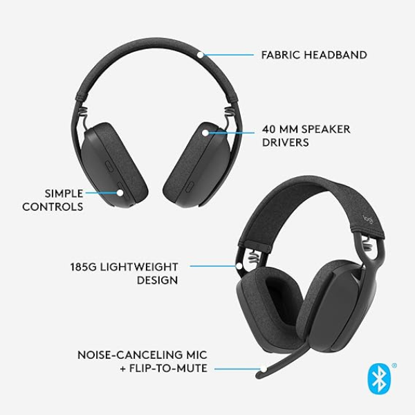 Logitech Zone Vibe 100 headset – earcup detail