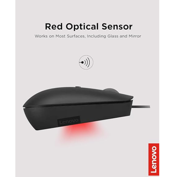 Lenovo 400 USB-C Wired Compact Mouse – 2400 DPI, 4-Button – Black-dokantech