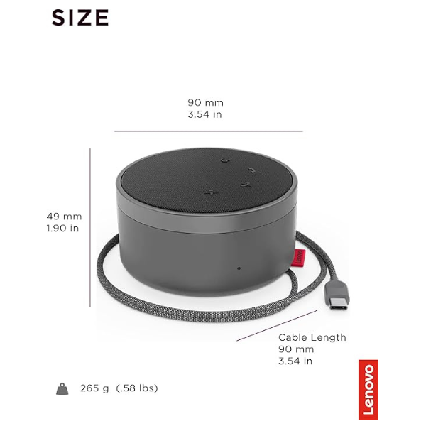 Lenovo Go Wired Speakerphone USB-C – Certified for Microsoft Teams, Black-dokantech