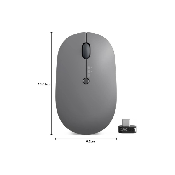 Lenovo Go Wireless Mouse – Multi-Device, Ergonomic, Storm Grey-dokantech