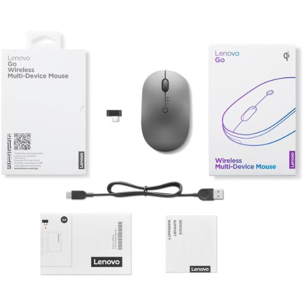 Lenovo Go Wireless Mouse – Multi-Device, Ergonomic, Storm Grey-dokantech