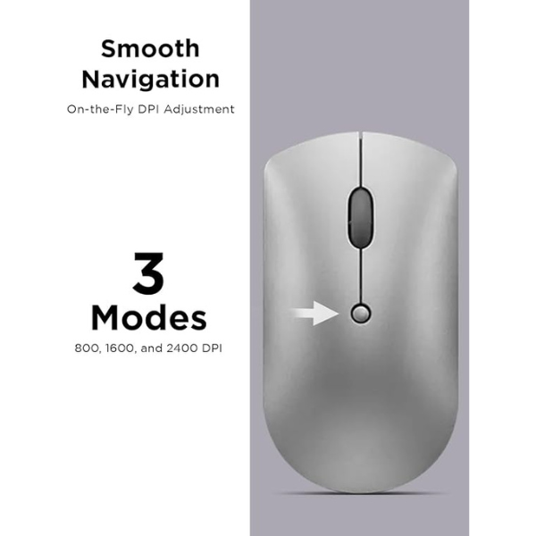 DokanTech_Lenovo 600 Bluetooth Silent Mouse Dual-Host, Switch Between 2 Devices - Iron Grey