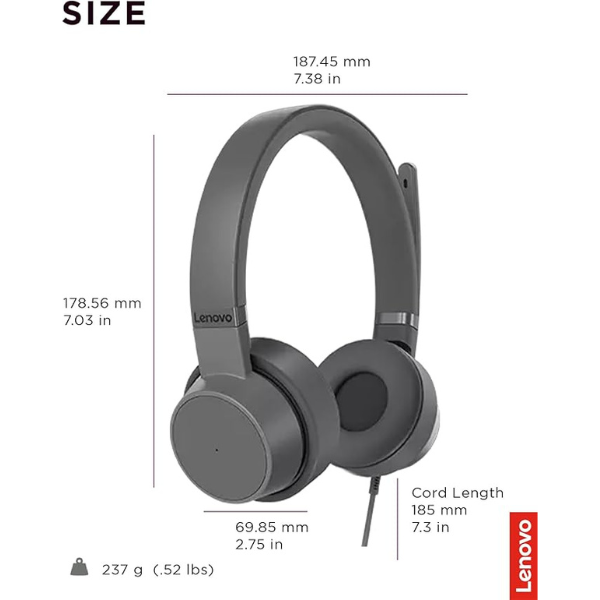 DokanTech_Lenovo Go Wired ANC Headset, Active Noise Cancellation - Storm Grey