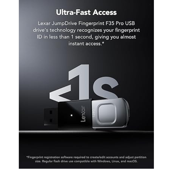 Lexar F35 PRO 128GB USB 3.2, 400/300MB/s, Fingerprint Secure – LJDF35P128G-RNBNG-Dokkantech