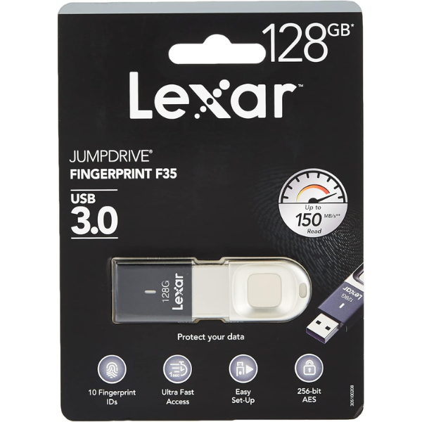 Lexar 128GB JumpDrive Fingerprint F35 USB 3.0 - Dokkantech