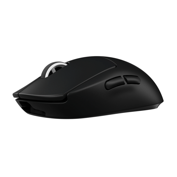 Black gaming mouse on a white background