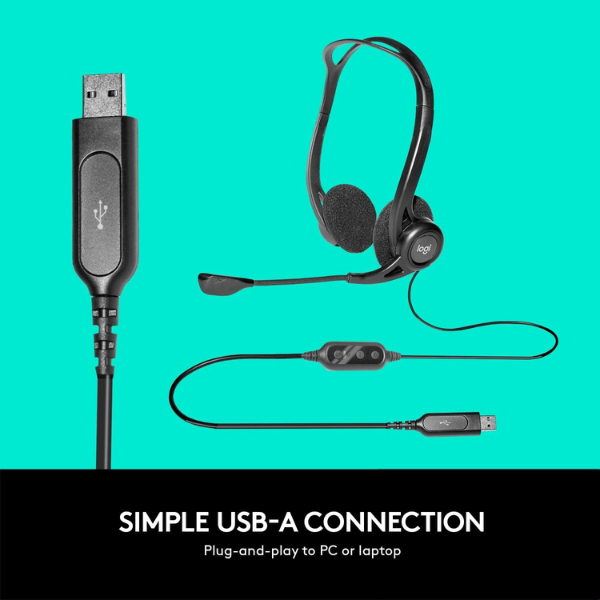 Logitech 960 USB PC Headset, Black - DokanTech #