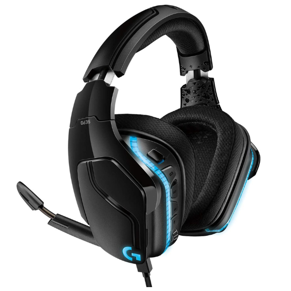 Logitech G635 wired gaming headset – front view
