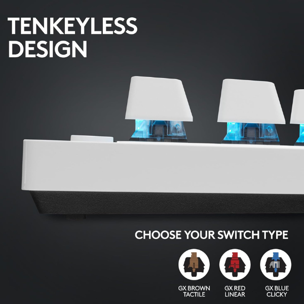 Logitech PRO X TKL LIGHTSPEED Wireless Gaming Keyboard GX Brown Switches – White- DokanTech #