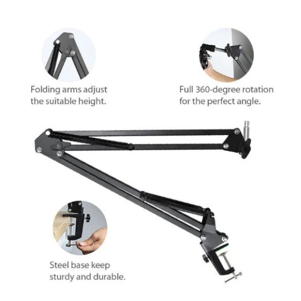 MAONO B01(BA20) Microphone Suspension Boom Scissor Arm Stand - Black- DokanTech #