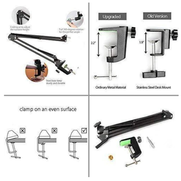 MAONO B01(BA20) Microphone Suspension Boom Scissor Arm Stand - Black- DokanTech #