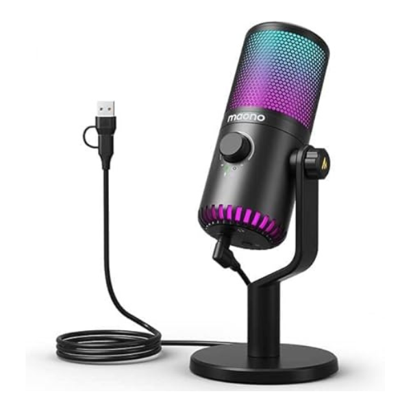 MAONO DM30RGB USB RGB Gaming Mic with Mute, Gain, Monitor – Black- DokanTech #