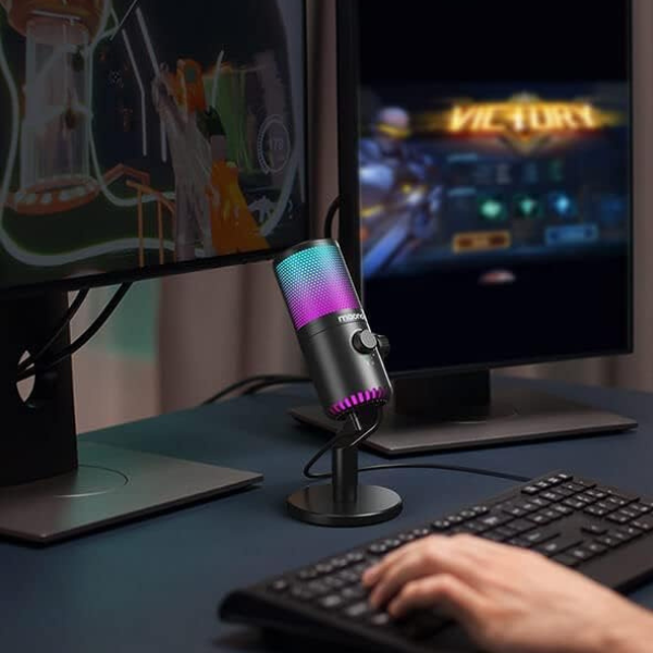 MAONO DM30RGB USB RGB Gaming Mic with Mute, Gain, Monitor – Black- DokanTech #