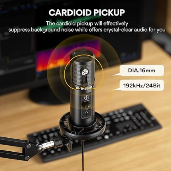 Maono AU-PM422 USB Mic, 192kHz/24Bit, Mute Button, Zero Latency- DokanTech #