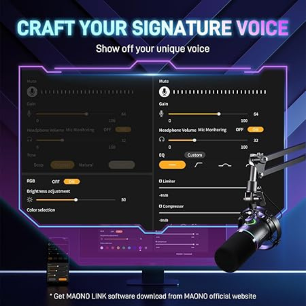 Maono PD200X USB/XLR Mic, RGB, Mute, Gain Control – For Podcast & Gaming- DokanTech #