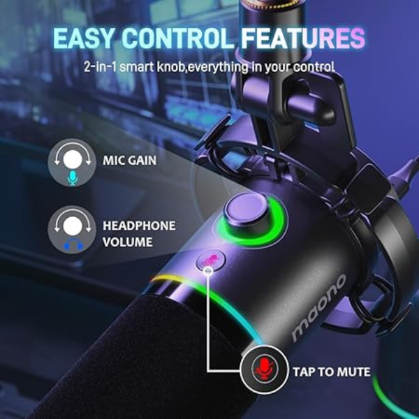 Maono PD200X USB/XLR Mic, RGB, Mute, Gain Control – For Podcast & Gaming- DokanTech #