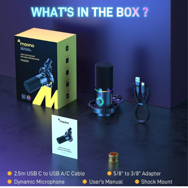 Maono PD200X USB/XLR Mic, RGB, Mute, Gain Control – For Podcast & Gaming- DokanTech #