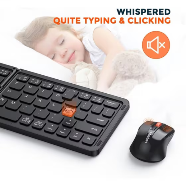 Meetion BTC001 Bluetooth Foldable Keyboard & Mouse Combo – Rechargeable- Dokkantech