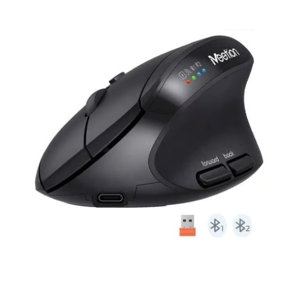 Meetion BTM008 Wireless & Bluetooth Ergonomic Mouse with Rechargeable Battery - Dokkantech