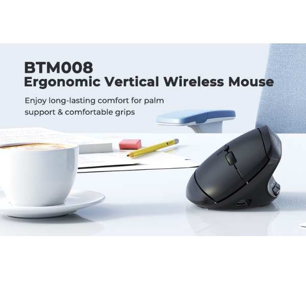 Meetion BTM008 Wireless & Bluetooth Ergonomic Mouse with Rechargeable Battery - Dokkantech