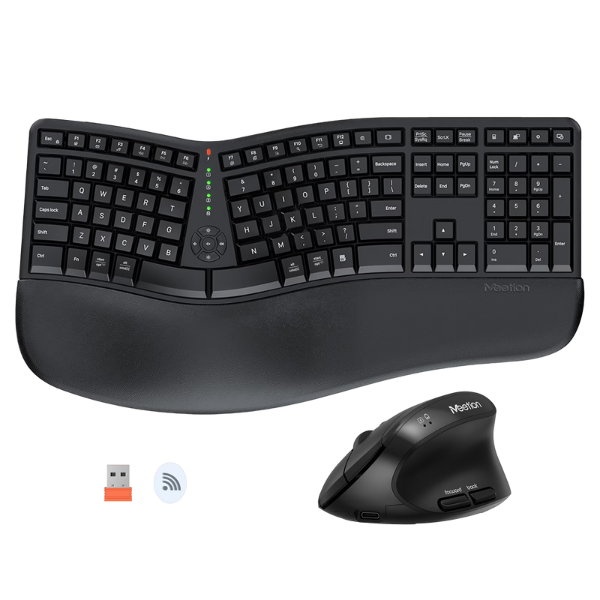 Meetion Director C Wireless Ergonomic Keyboard & Mouse Combo – Comfortable- DokanTech #