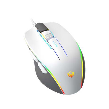 Meetion GM23 RGB Circulation Backlit Gaming Mouse  Ergonomic Design, Black & White- DokanTech #