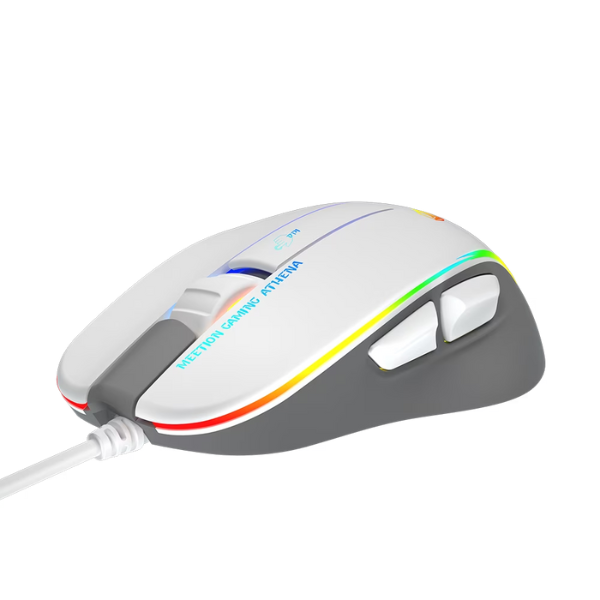 Meetion GM23 RGB Circulation Backlit Gaming Mouse  Ergonomic Design, Black & White- DokanTech #
