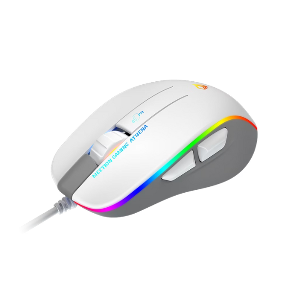 Meetion GM23 RGB Circulation Backlit Gaming Mouse  Ergonomic Design, Black & White- DokanTech #