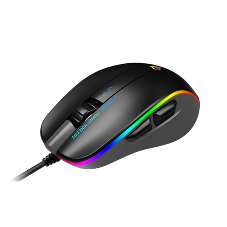 Meetion GM23 RGB Circulation Backlit Gaming Mouse  Ergonomic Design, Black & White- DokanTech #