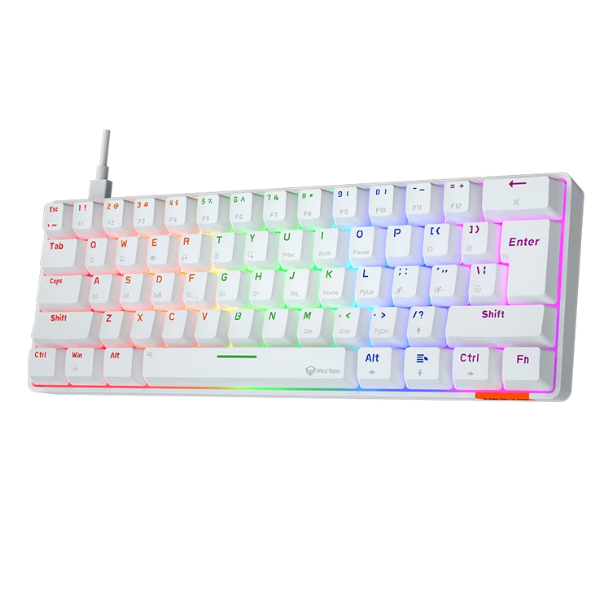 Meetion MK005 60% Mechanical   Gaming  Keyboard - Blue Switch, Black & White_Arabic- DokanTech #