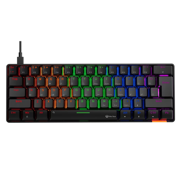 Meetion MK005 60% Mechanical   Gaming  Keyboard - Blue Switch, Black & White_Arabic- DokanTech #