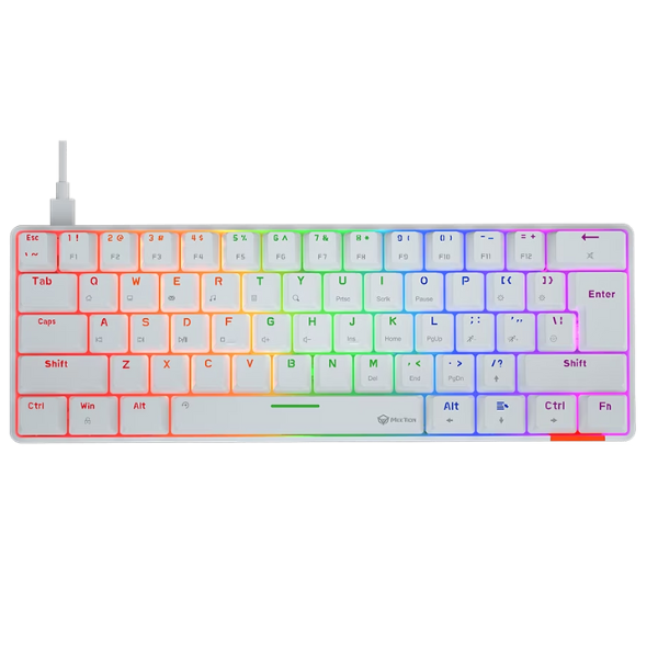 Meetion MK005 60% Mechanical   Gaming  Keyboard - Blue Switch, Black & White_Arabic- DokanTech #