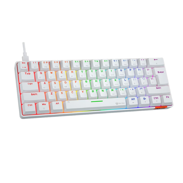 Meetion MK005 60% Mechanical   Gaming  Keyboard - Blue Switch, Black & White_Arabic- DokanTech #