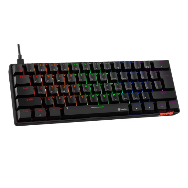 Meetion MK005 60% Mechanical   Gaming  Keyboard - Blue Switch, Black & White_Arabic- DokanTech #