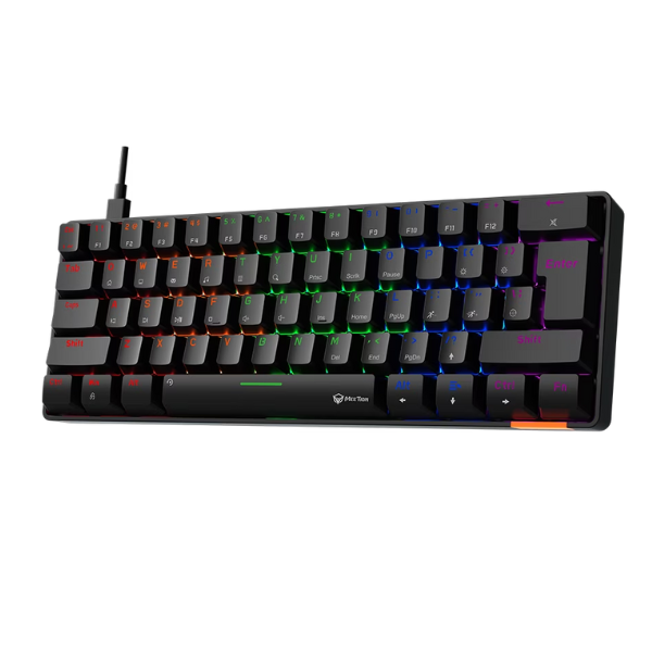 Meetion MK005 60% Mechanical   Gaming  Keyboard - Blue Switch, Black & White_Arabic- DokanTech #